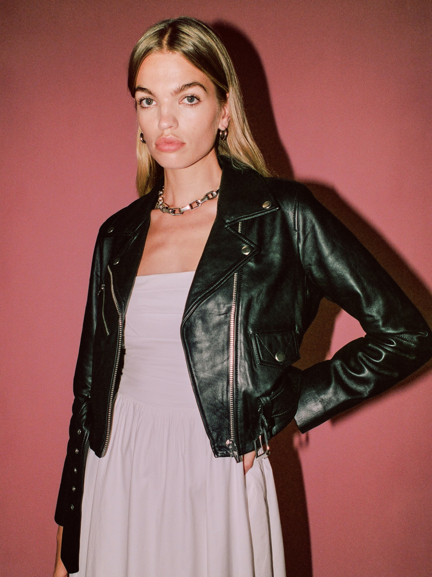 Veda Canal Boxy Cropped Moto Jacket - Long Sleeve | Reformation